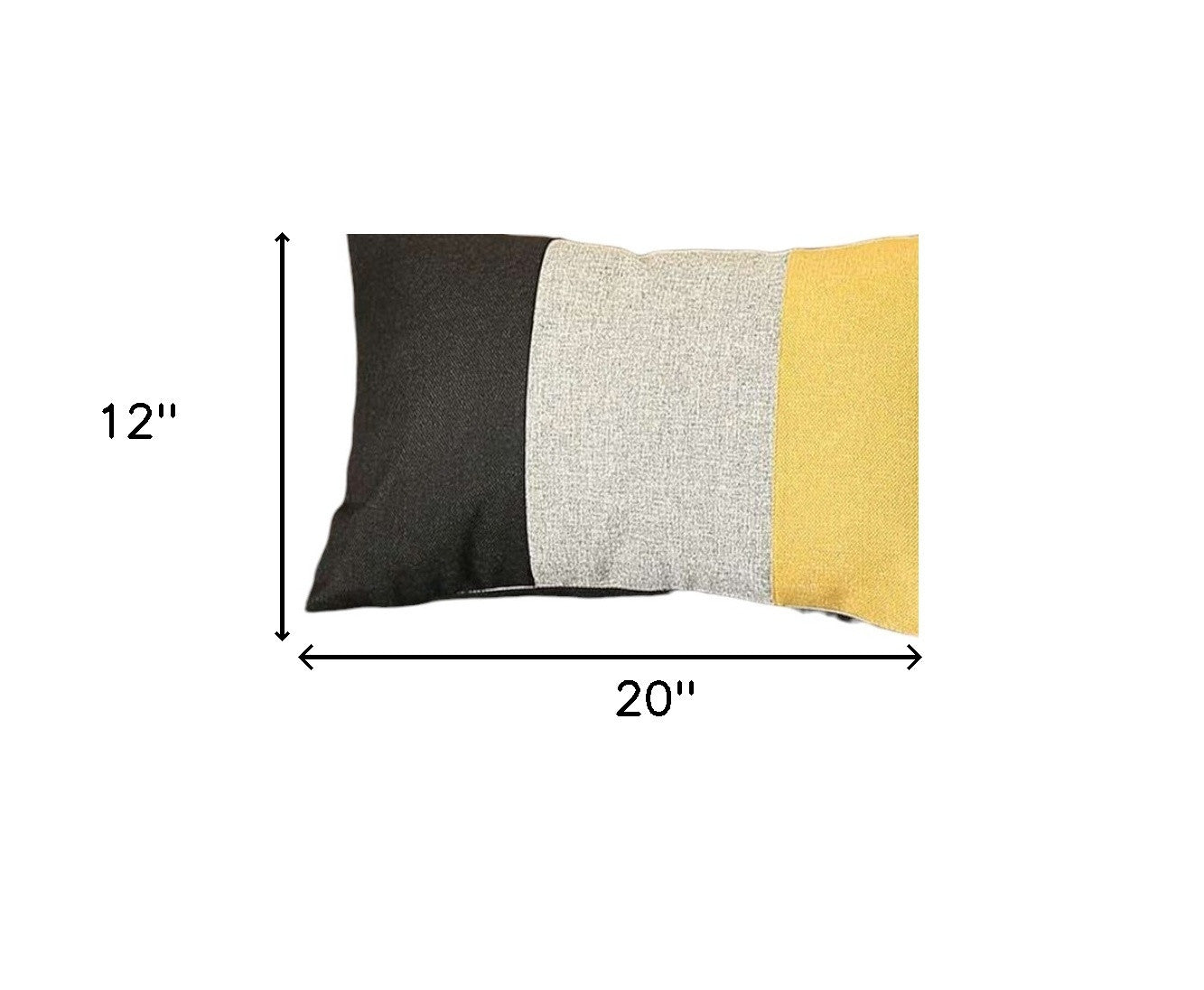 12" X 20" Gray Black and Yellow Striped Lumbar Throw Pillow