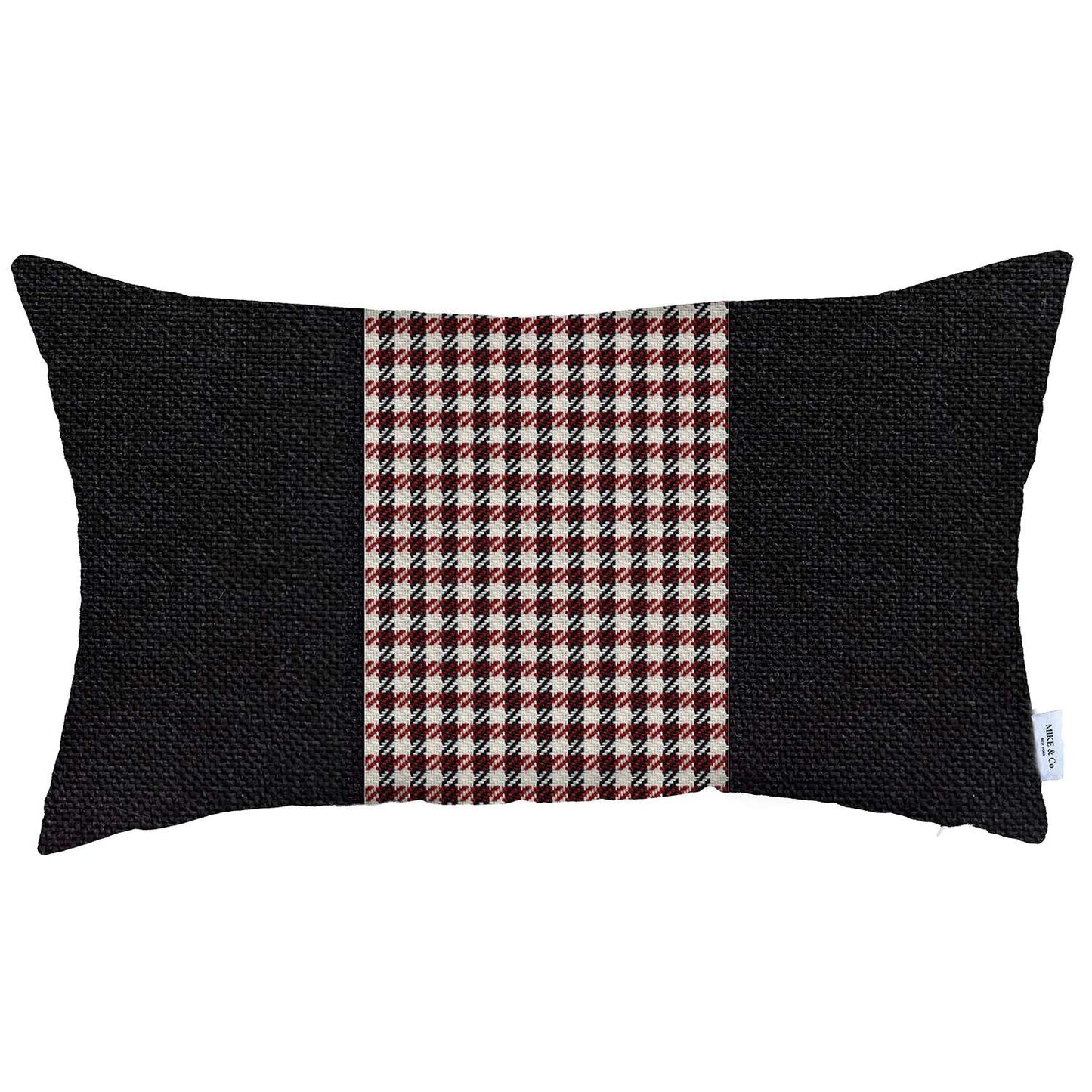 Red and Black Houndstooth Lumbar Throw Pillow