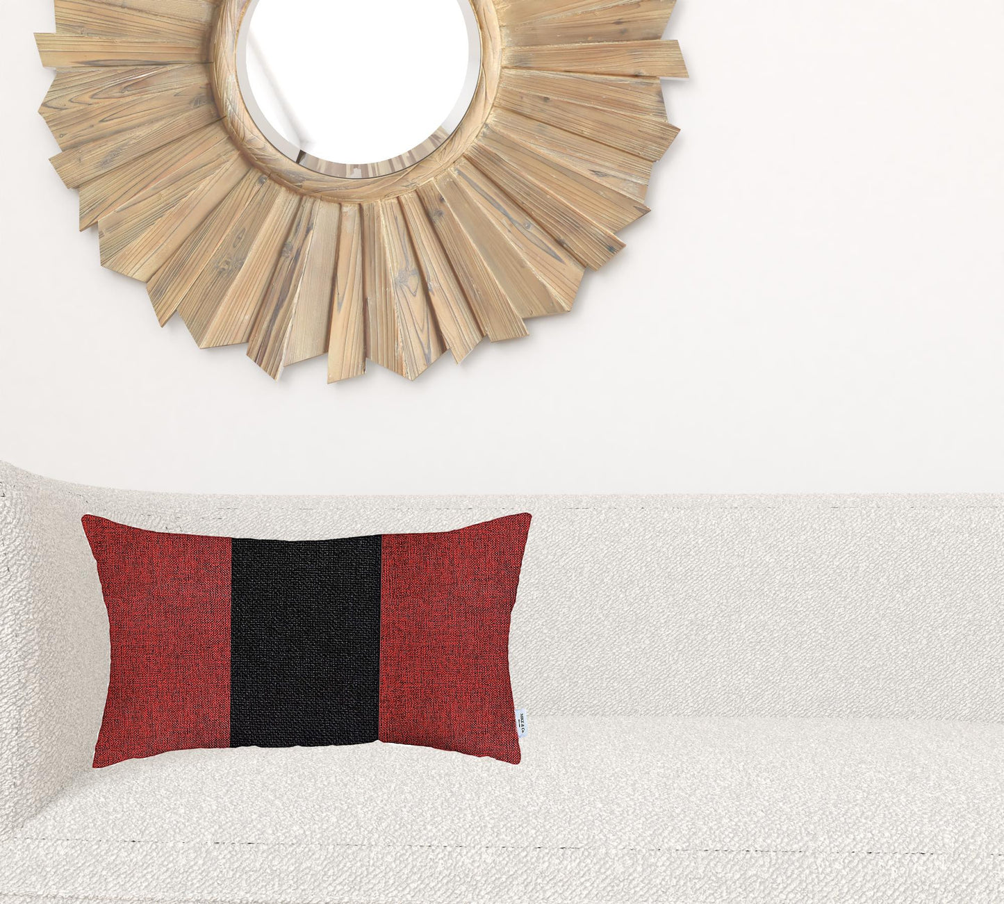 Red and Black Midsection Lumbar Throw Pillow
