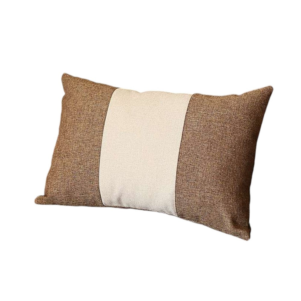 12" X 20" Brown and White Striped Lumbar Throw Pillow