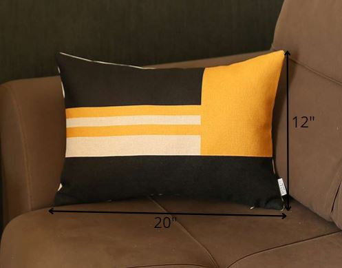 Yellow and Black Geometric Lumbar Throw Pillow