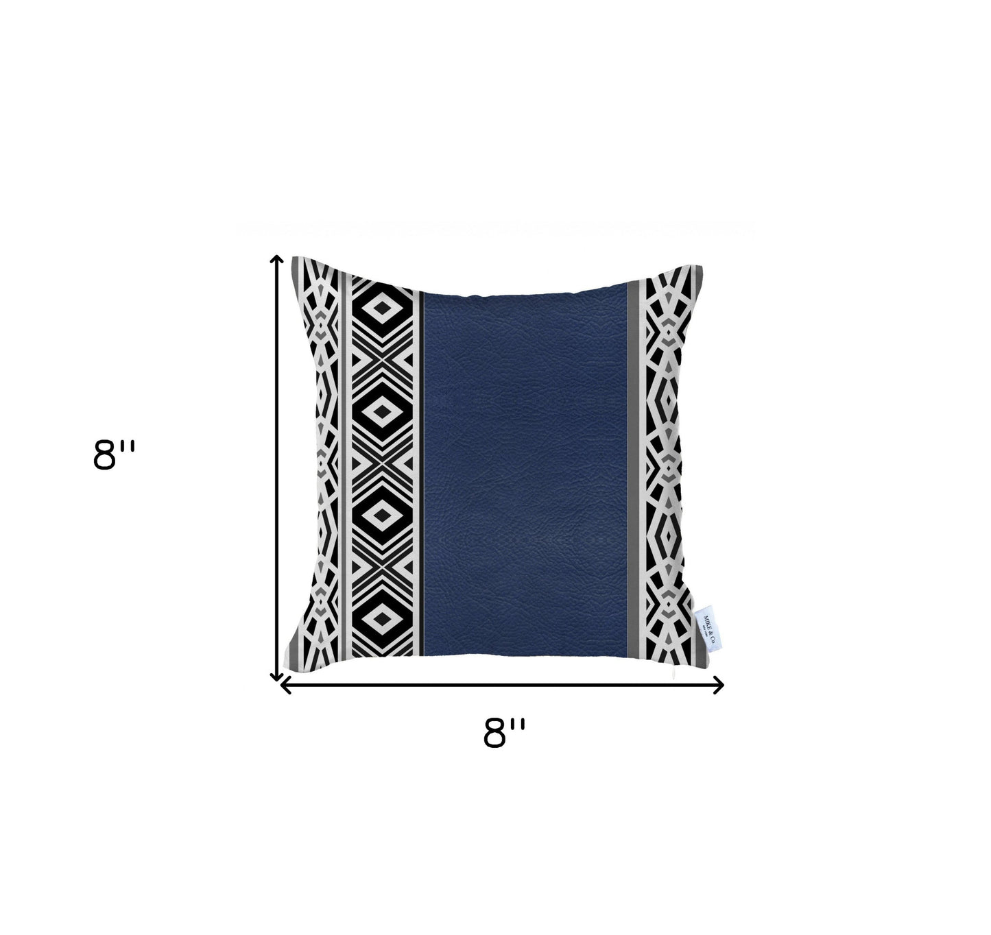 Deep Navy Faux Leather Geometric Throw Pillow