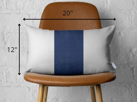 White Base and Navy Center Lumbar Throw Pillow