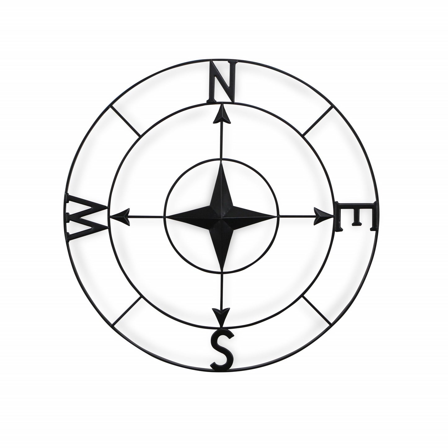 Black Metal Compass Shaped Wall Decor