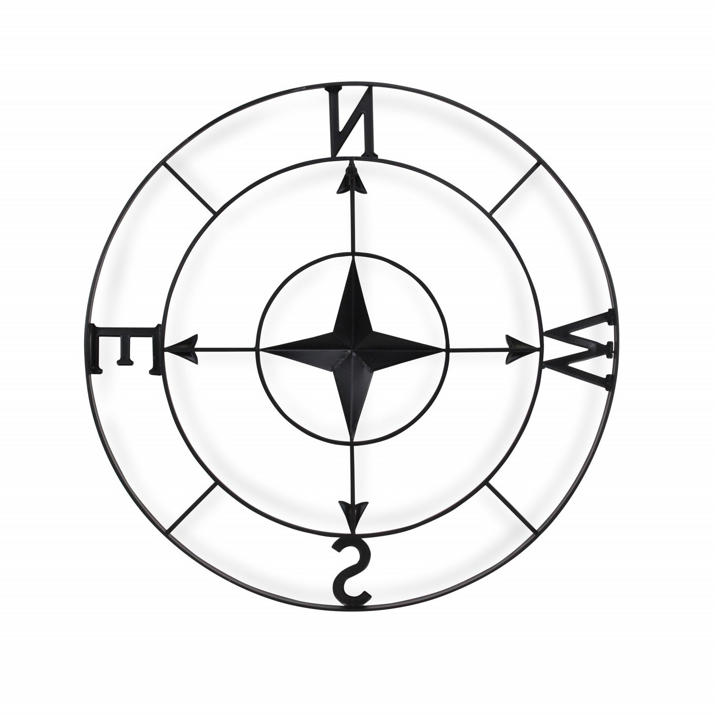 Black Metal Compass Shaped Wall Decor