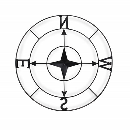 Black Metal Compass Shaped Wall Decor