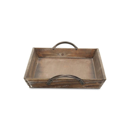 19" Brown Wood Handmade Serving Tray With Handles
