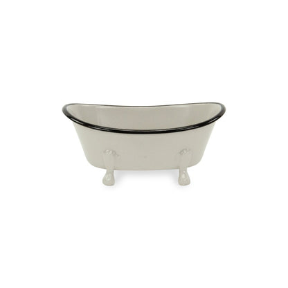 3" Gray Cast Iron Hand Painted Decorative Tub Tabletop Sculpture