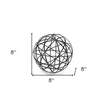 8" Black Solid Wood Hand Painted Tabletop Sculpture