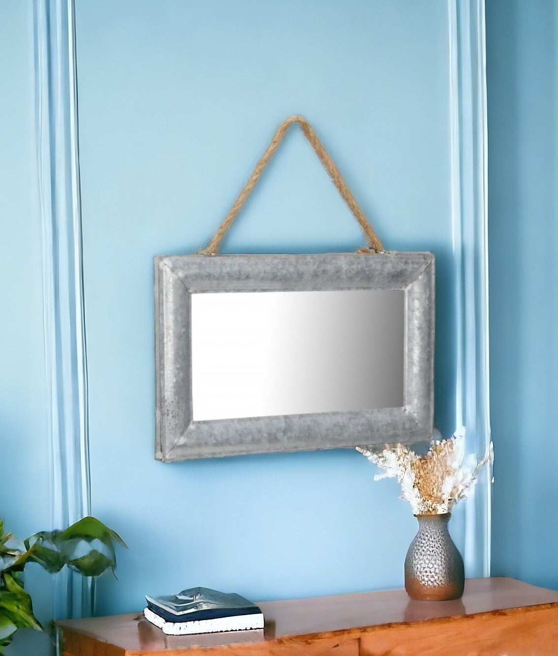 9" Silver Metal Framed Accent Mirror