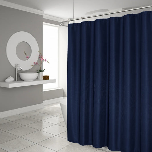 Luxurious Navy Waffle Weave Shower Curtain