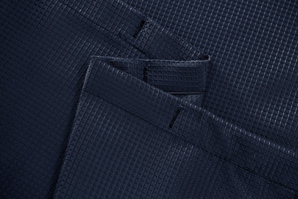 Luxurious Navy Waffle Weave Shower Curtain
