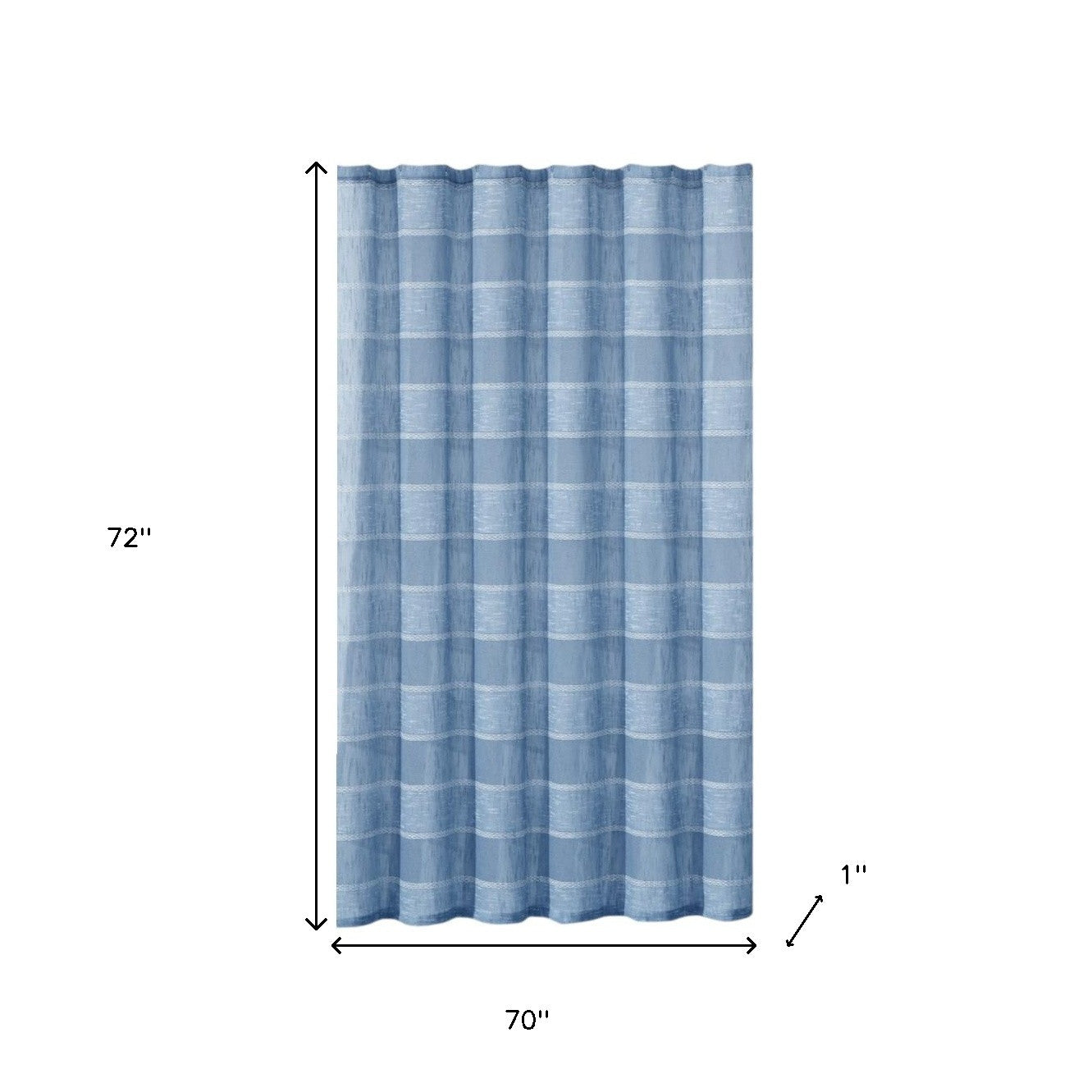 Blue Striped Polyester Embroidered Shower Curtain