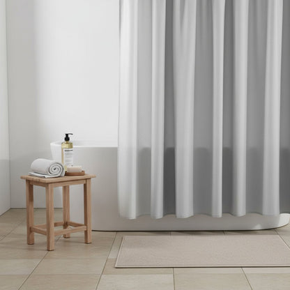 Silver Modern Grid Shower Curtain and Liner Set