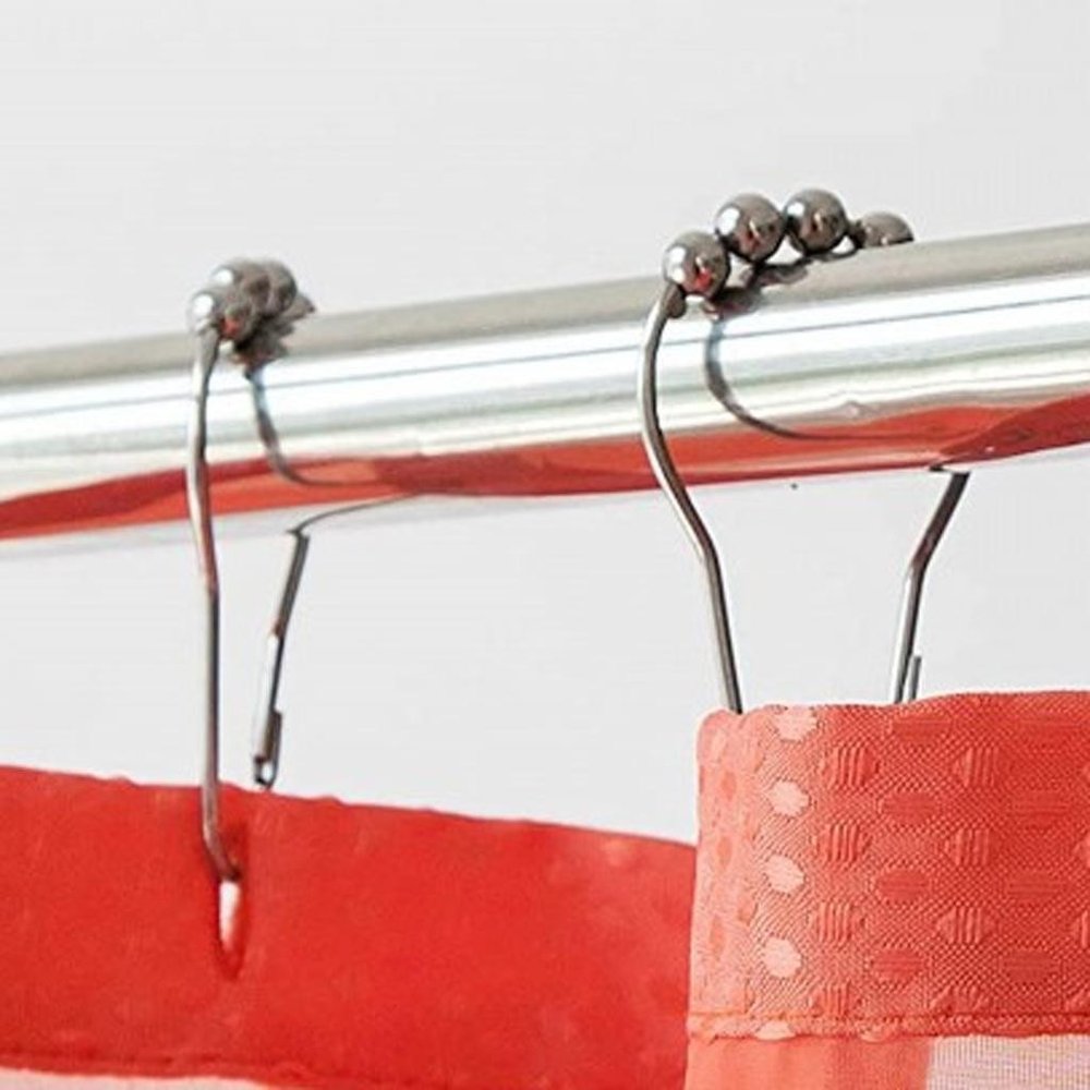 Coral Sheer and Grid Shower Curtain and Liner Set