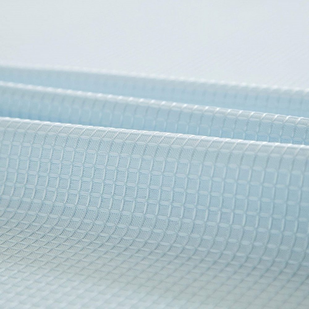 Light Blue Sheer and Grid Shower Curtain and Liner Set