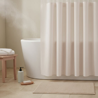 Blush Sheer and Grid Shower Curtain and Liner Set