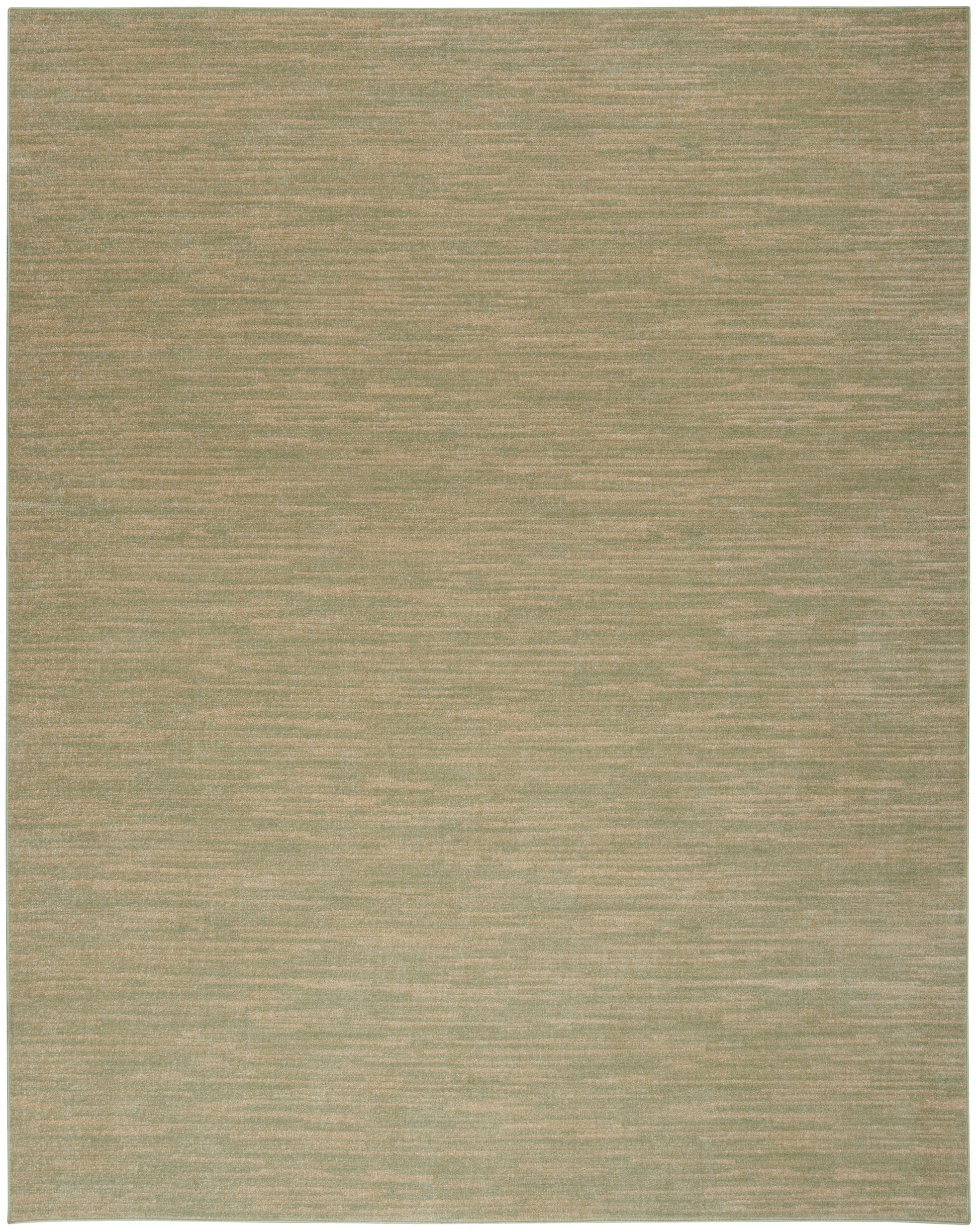 Neutral beige woven area rug with subtle heathered texture and faint horizontal striations.