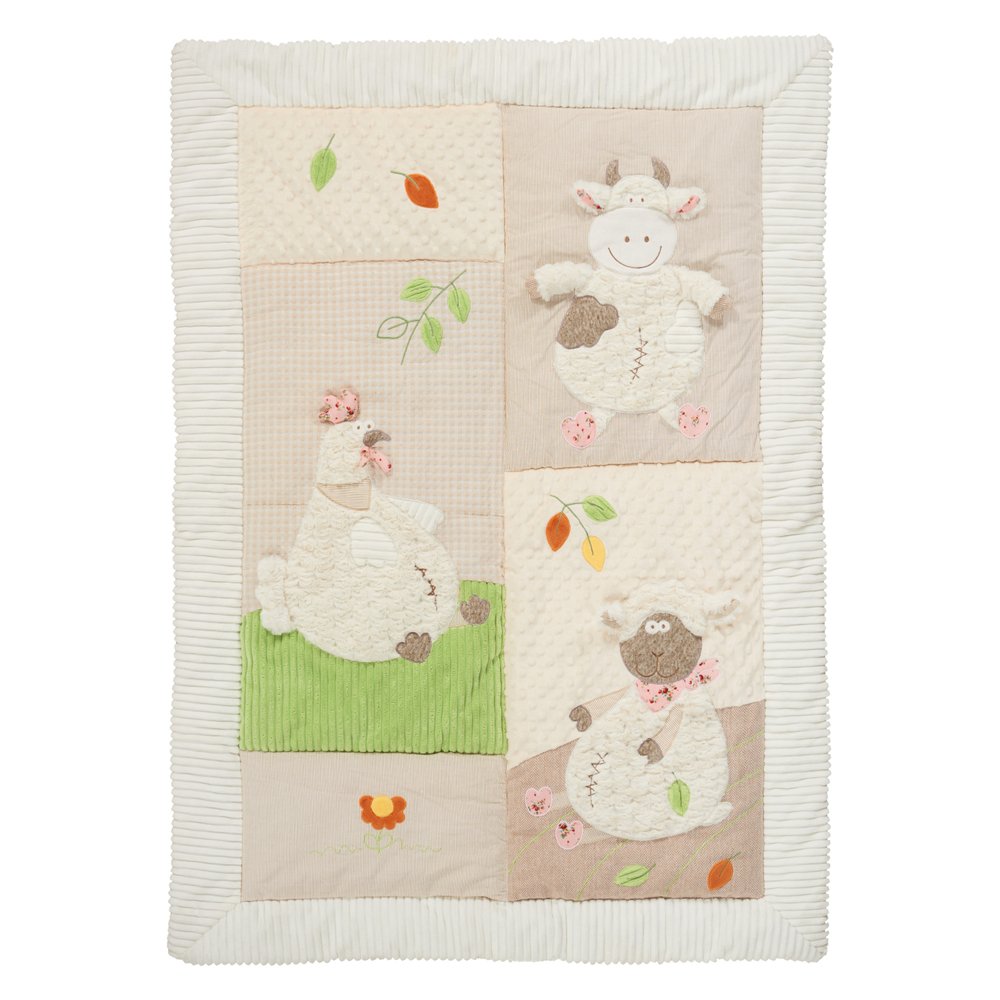 Beige Green And White Polyester Quilt