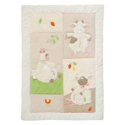 Beige Green And White Polyester Quilt