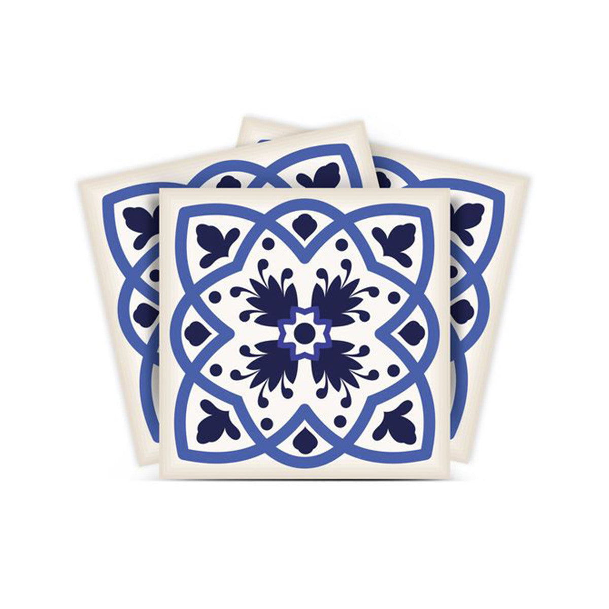 8" X 8" Blue And White Mosaic Peel And Stick Removable Tiles