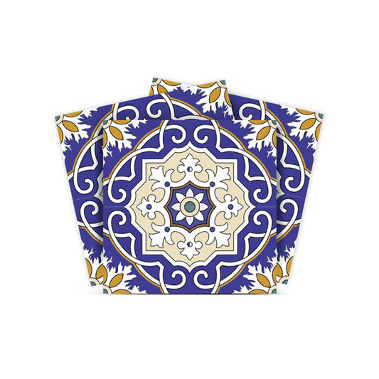 4" X 4" Blue White and Gold Mosaic Removable Tiles