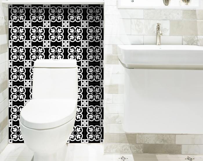 8" X 8" Black and White Stark Peel and Stick Removable Tiles