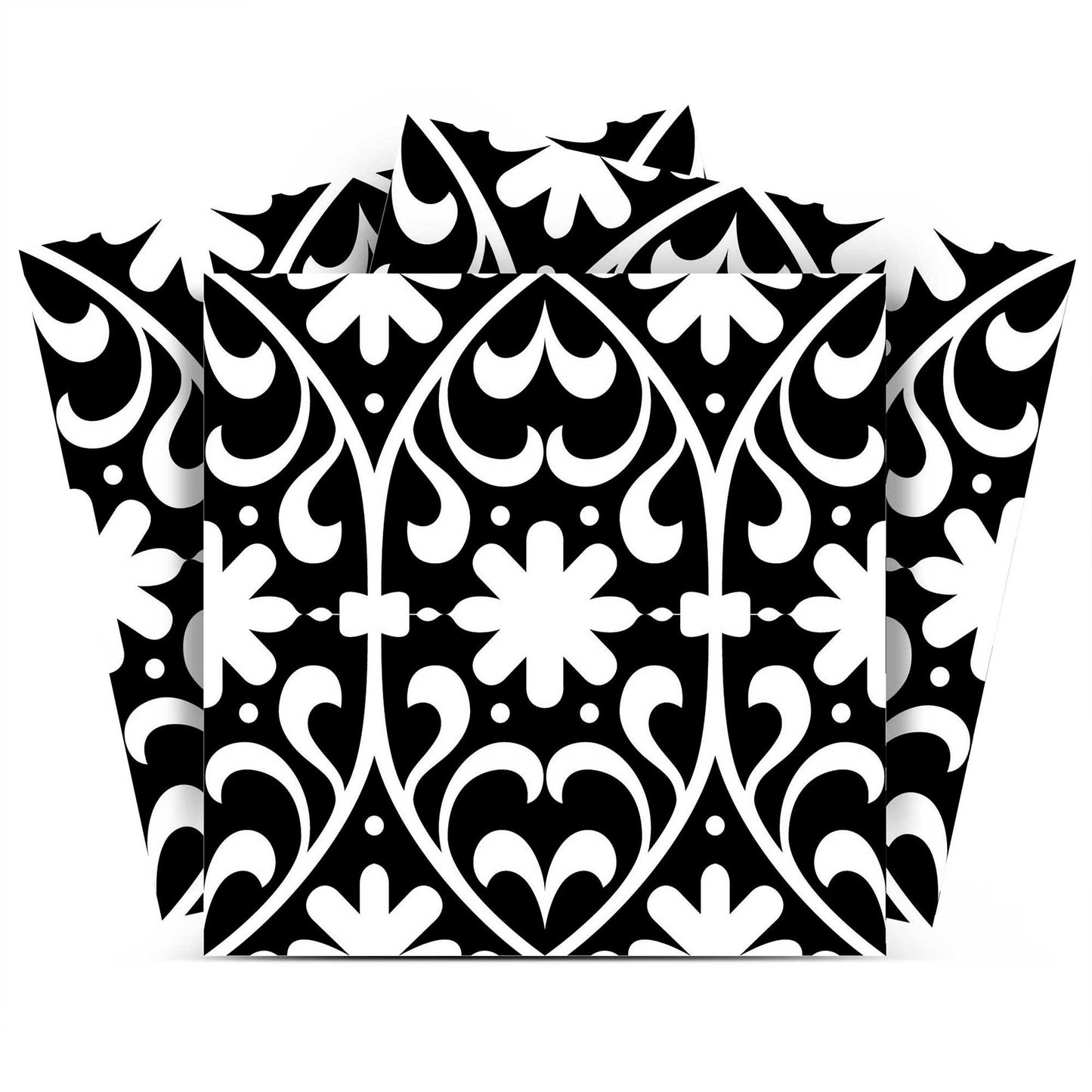 4" X 4" Black and White Floral Peel and Stick Removable Tiles