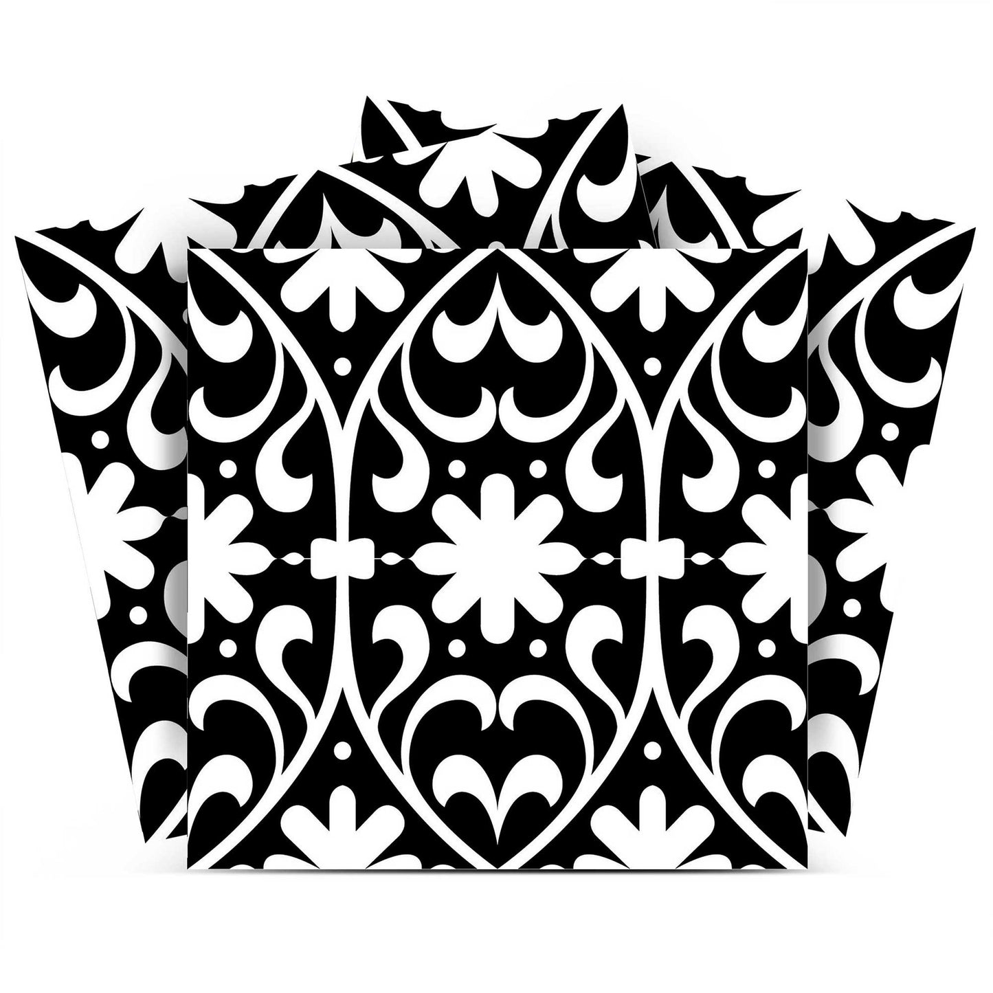 8" X 8" Black and White Floral Peel and Stick Removable Tiles