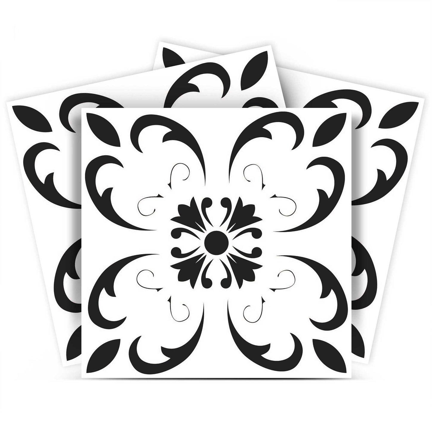4" X 4" Black and White Delia Peel and Stick Removable Tiles