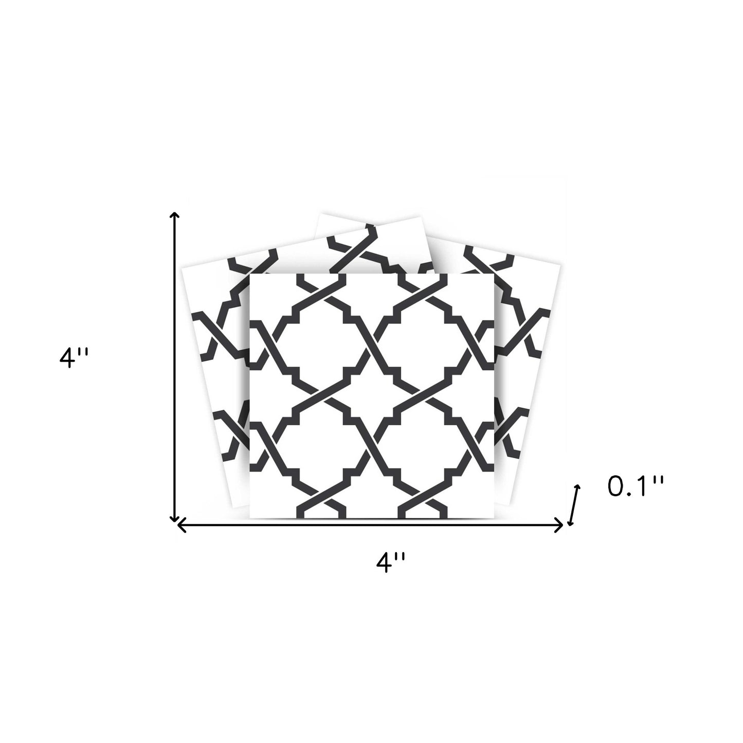 4" X 4" Black and White Prism Peel and Stick Removable Tiles