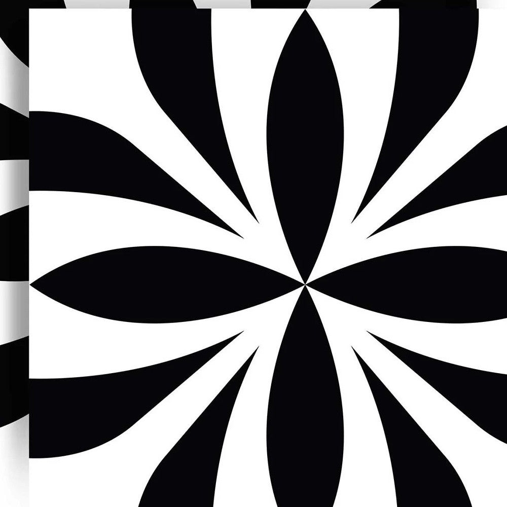 4" X 4" Black and White Colla Peel and Stick Removable Tiles