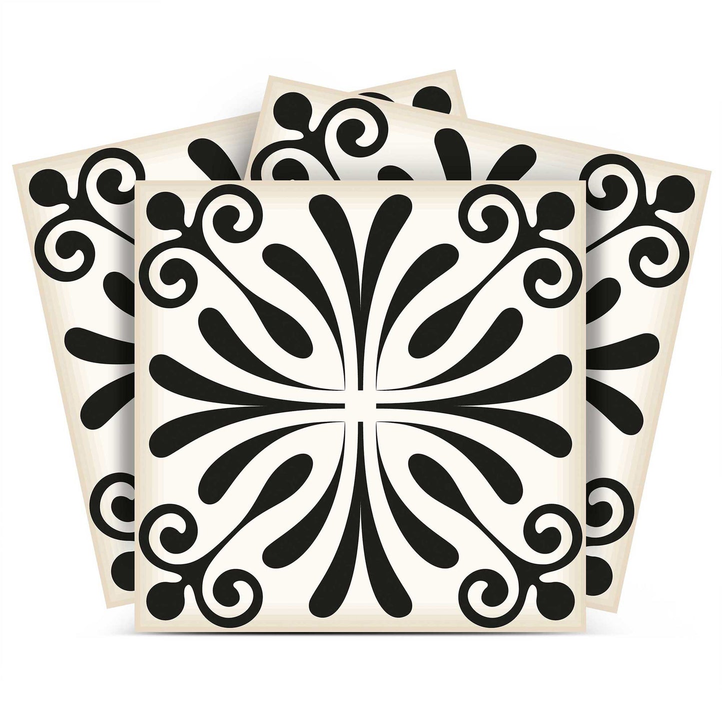 8" X 8" Black and White Flo Peel and Stick Removable Tiles