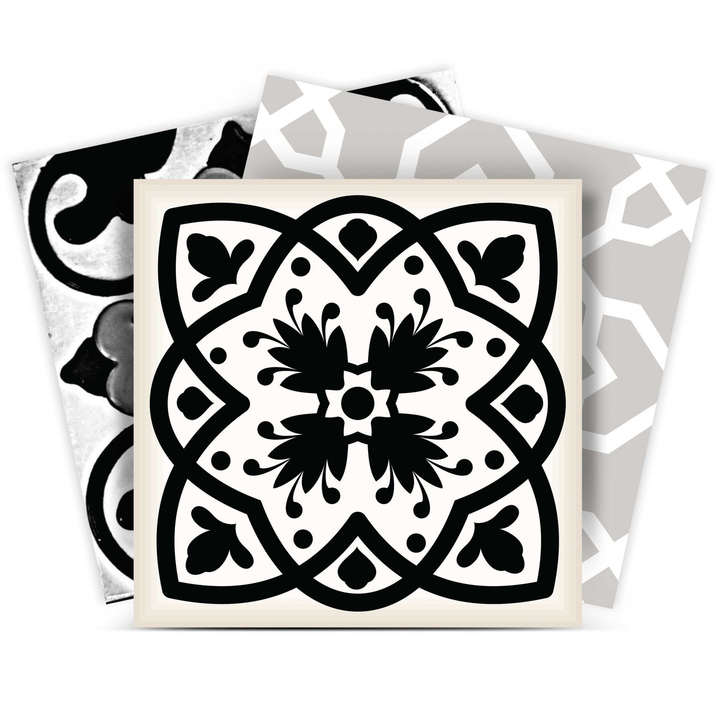 6" X 6" Black White and Gray Bella Peel and Stick Tiles