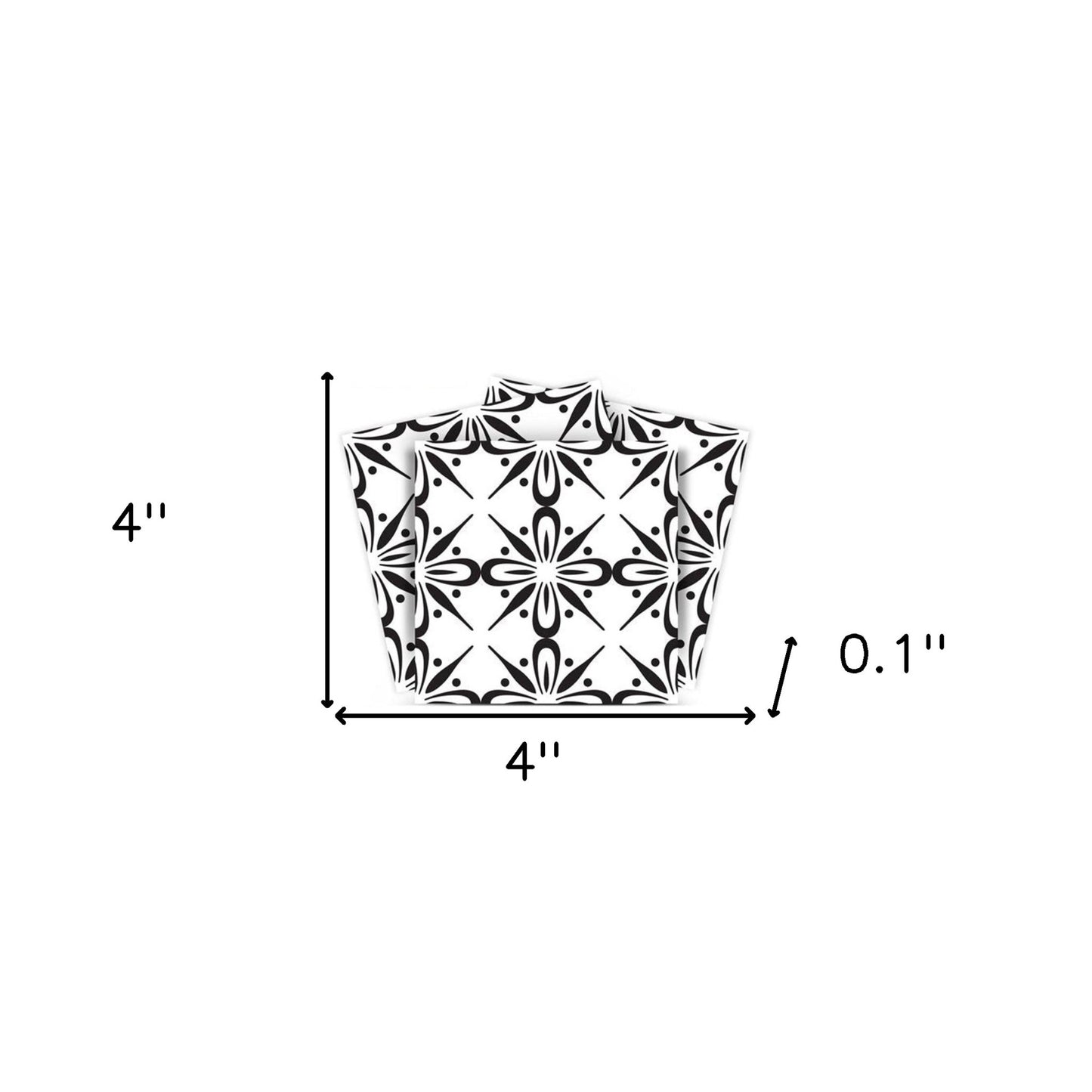 4" X 4" Black and White Quattra Peel and Stick Removable Tiles