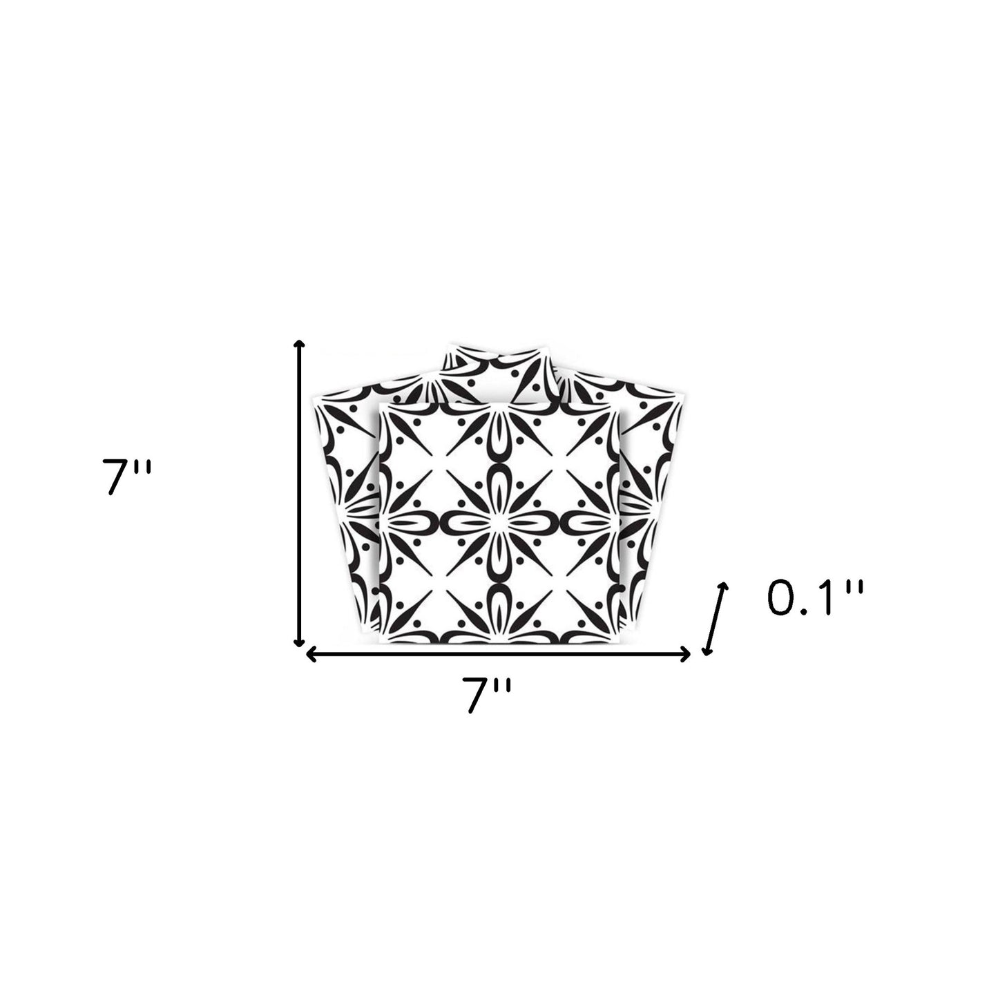 7" X 7" Black and White Quattra Peel and Stick Removable Tiles