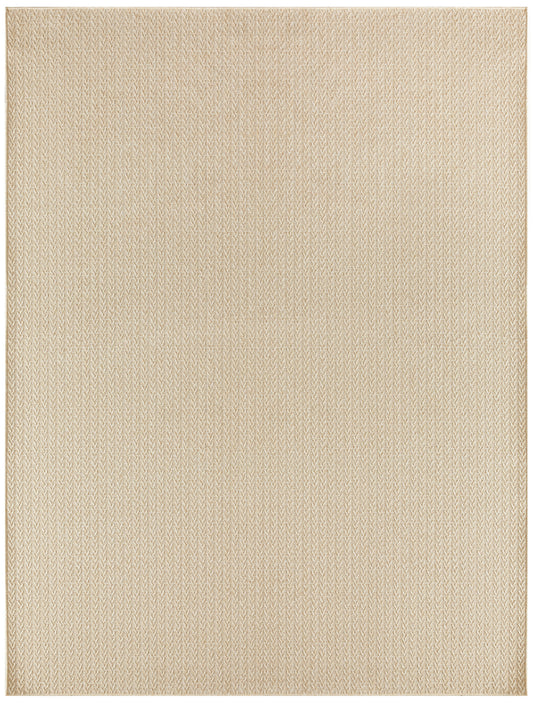 Beige rectangular woven rug with subtle chevron texture and neutral, natural look.