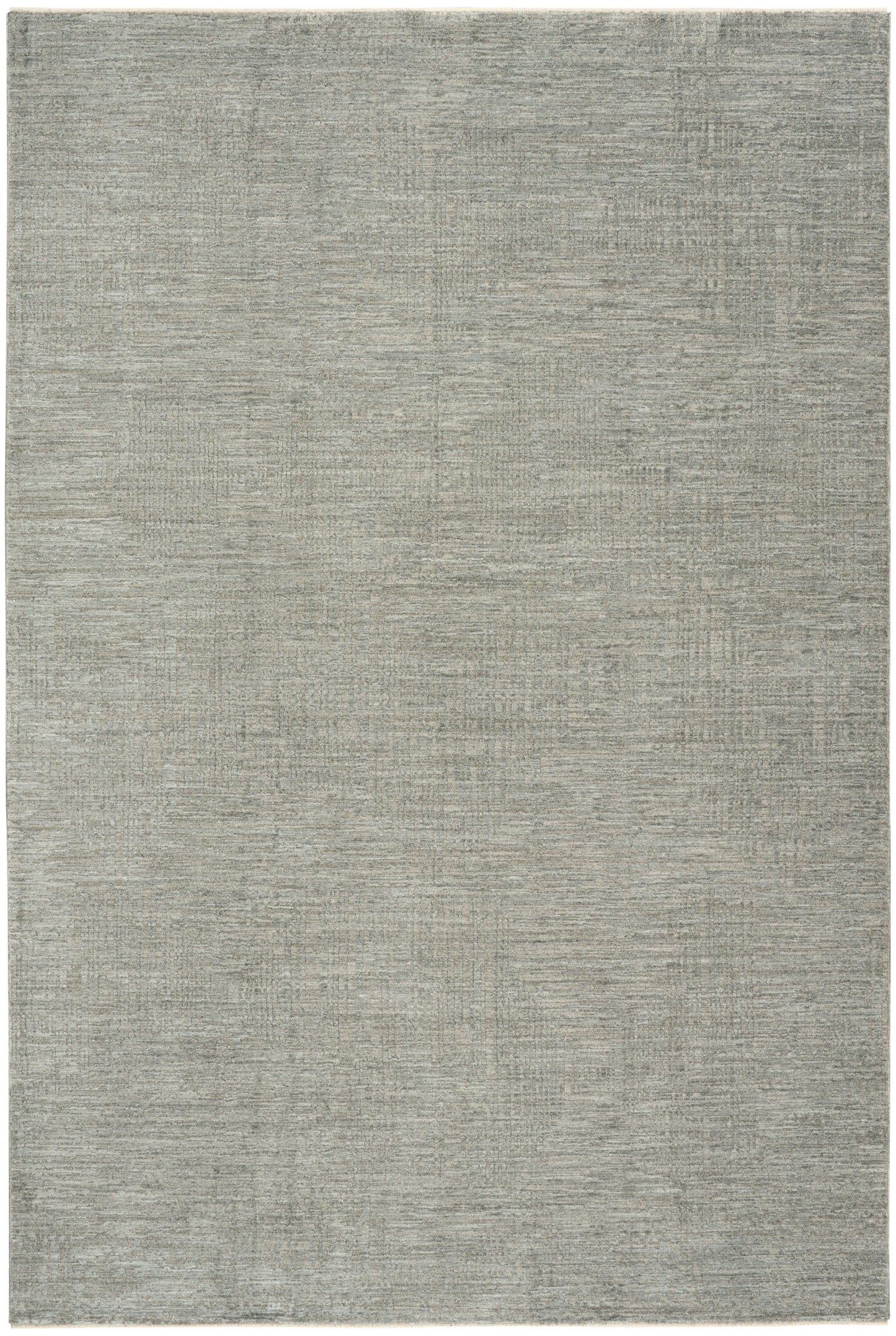Rectangular gray-beige area rug with subtle tonal patches and soft textured finish; modern neutral for living room.