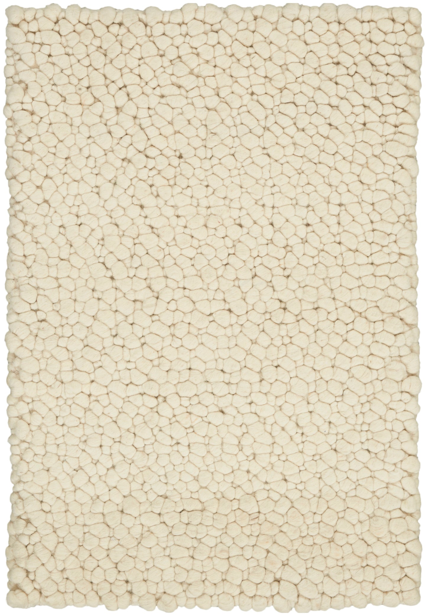 Cream textured rug with pebble-bubble pattern; rectangular shag rug for living room.