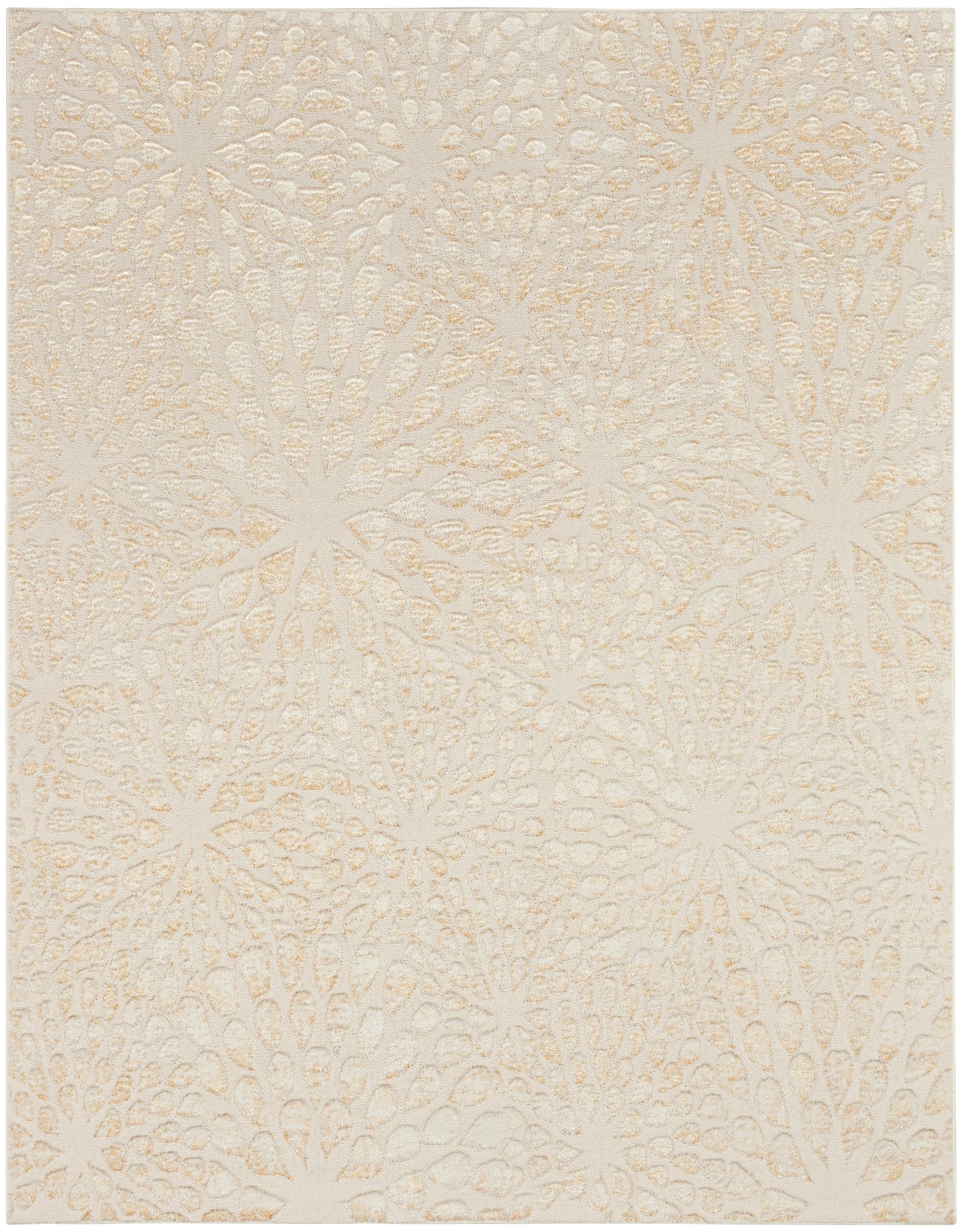 Ivory-beige fabric texture featuring raised starburst floral motifs in a subtle, repeating pattern.
