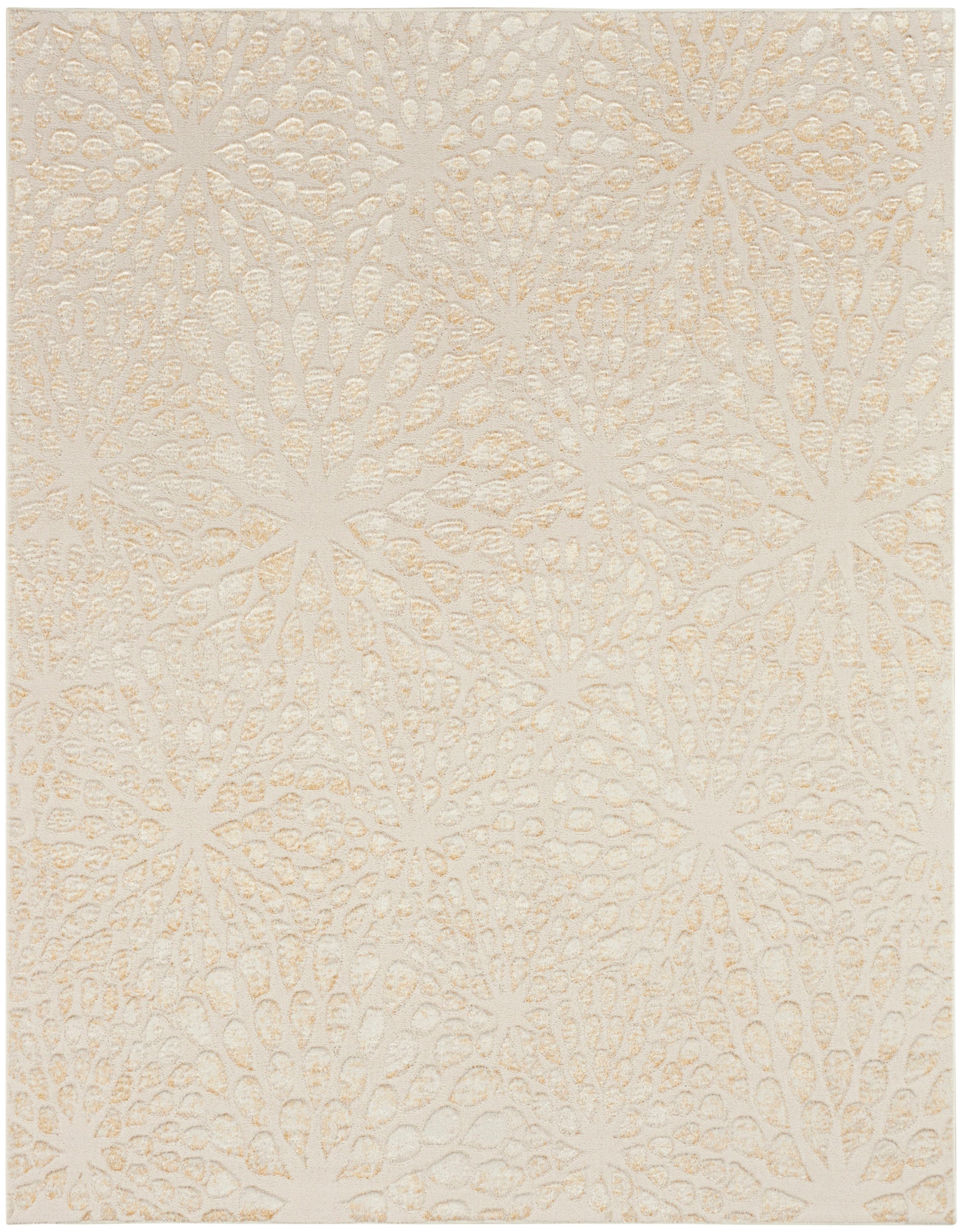 Ivory-beige fabric texture featuring raised starburst floral motifs in a subtle, repeating pattern.