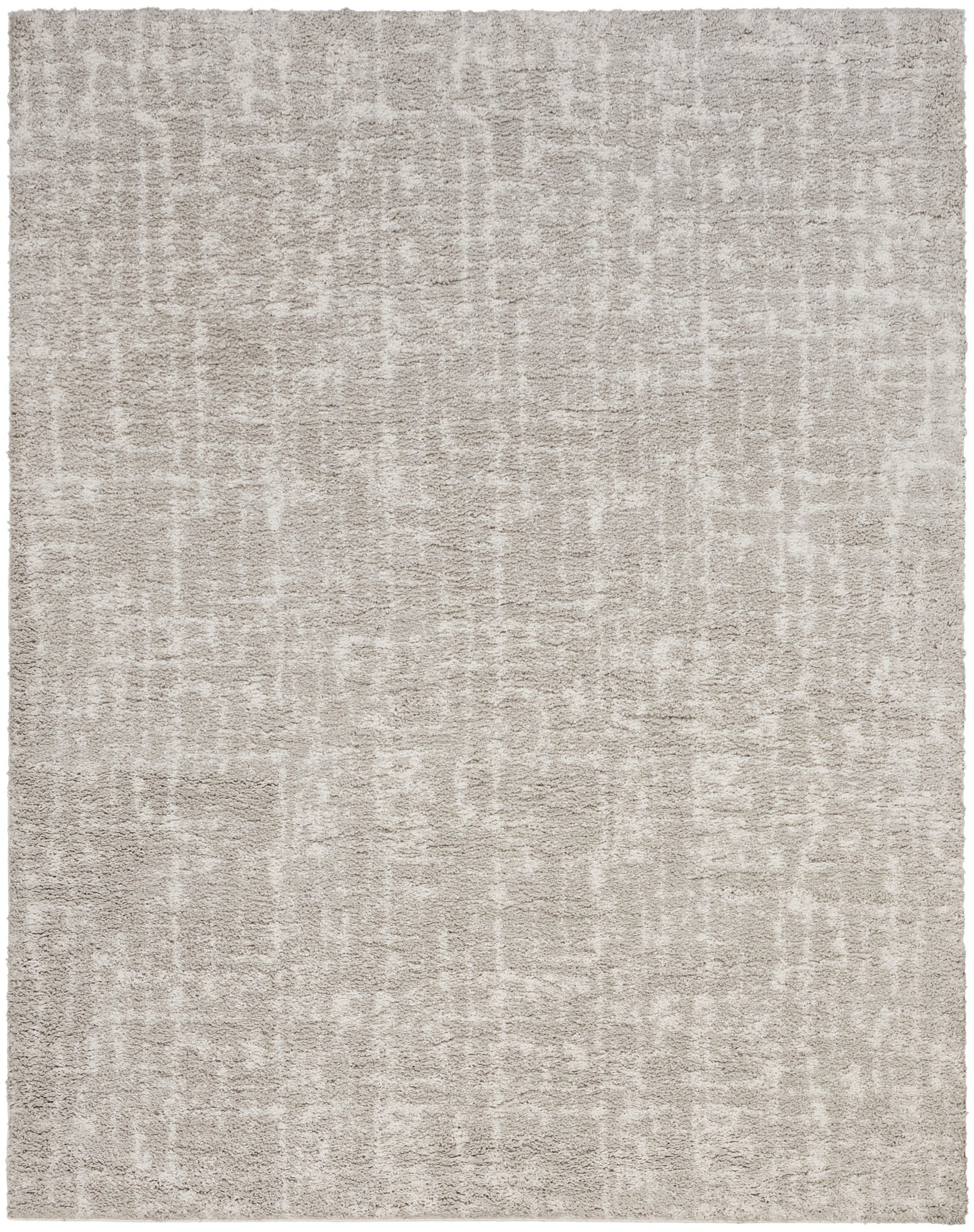Beige-gray shag area rug with soft texture; modern neutral floor covering for living spaces.