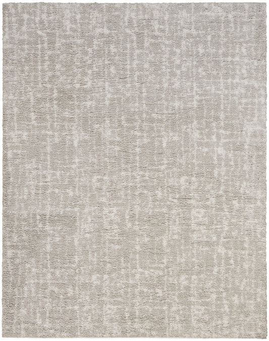 Beige-gray shag area rug with soft texture; modern neutral floor covering for living spaces.