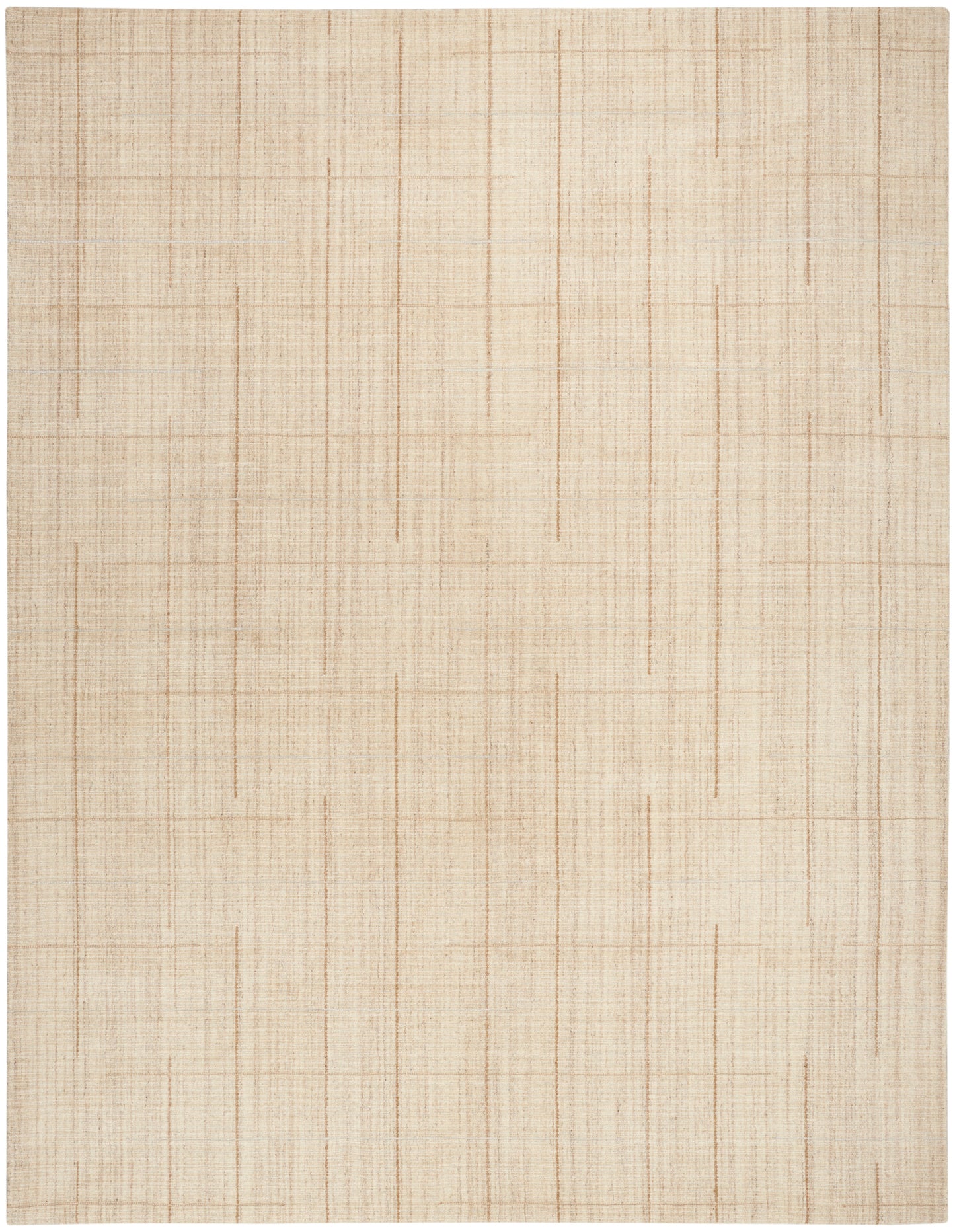 Beige linen-textured rug with a subtle tan grid pattern; rectangular, minimalist home decor.
