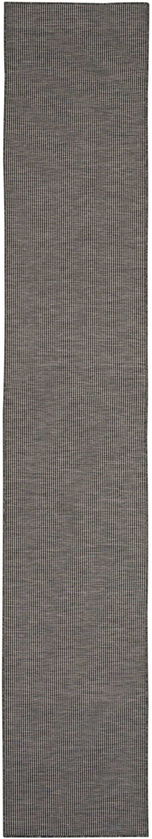 Dark gray woven rug runner with a fine grid texture; long rectangular hallway floor mat