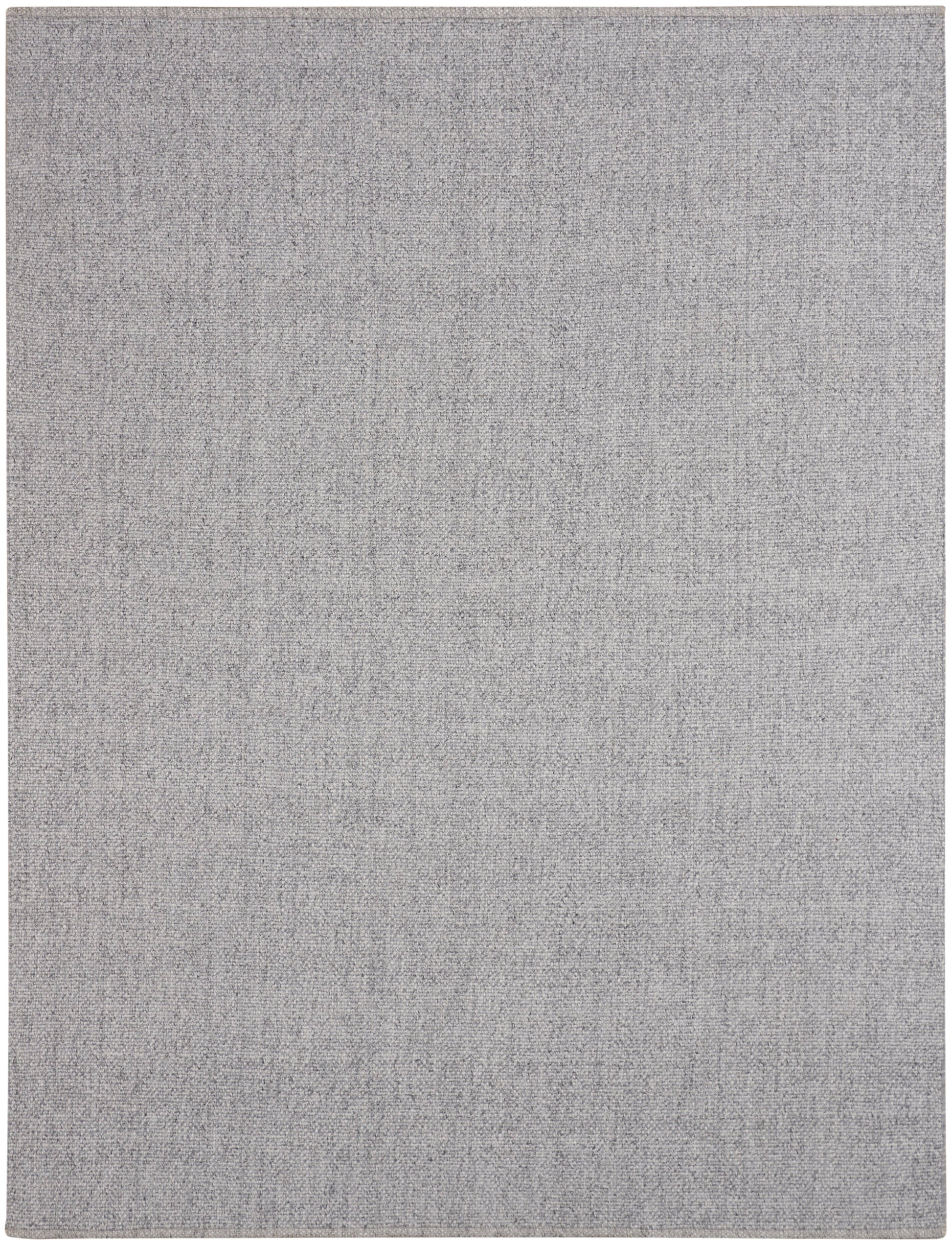 Rectangular light gray textured area rug with a subtle woven pattern, modern and versatile.