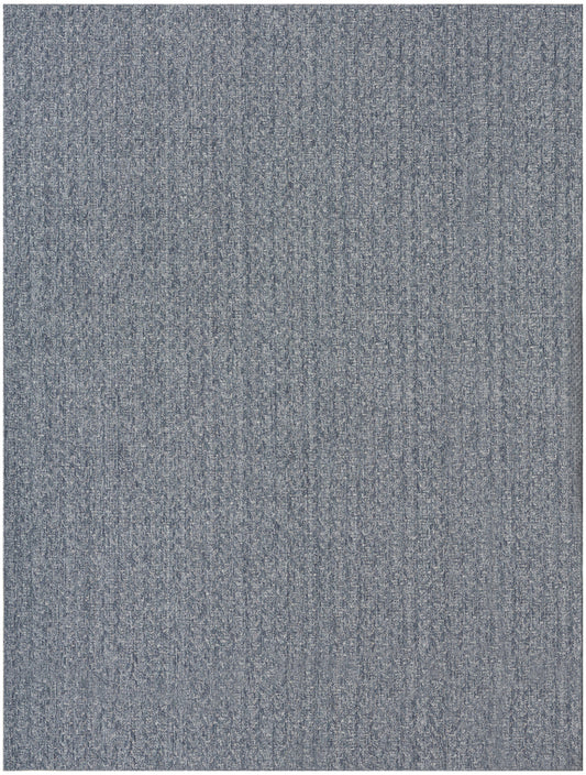 Blue-gray textured rug with subtle heathered pattern; rectangular, flat-weave style for modern living spaces.