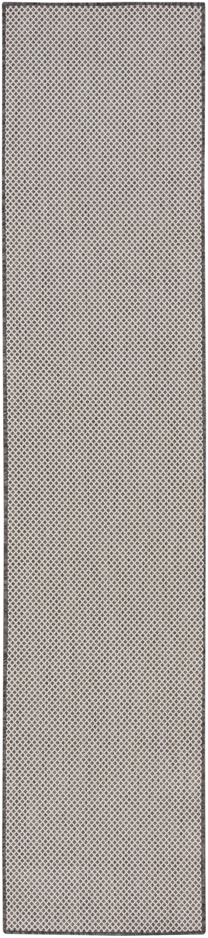 Beige and ivory diamond lattice runner rug with dark gray border; woven hallway/entryway decor.