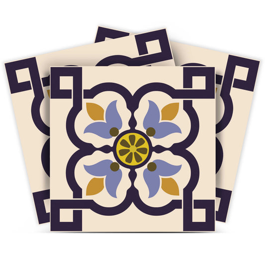 7" X 7" Azul Flora Peel and Stick Removable  Tiles