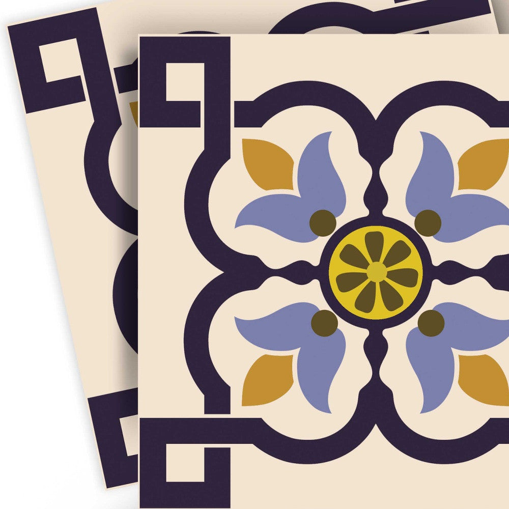 8" X 8" Azul Flora Peel and Stick Removable  Tiles